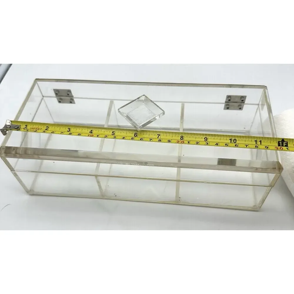 Vintage Lucite Acrylic Jewelry Box Divided Jewelry Organizer Heavy MCM